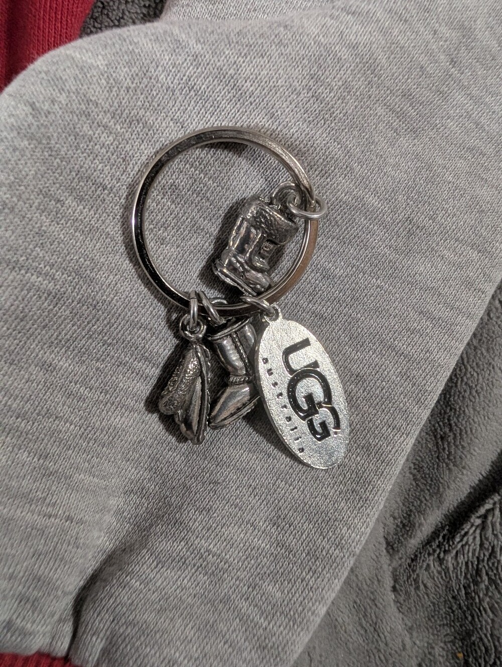 UGG Silver-Tone Logo and Mini Boot Charm Keychain